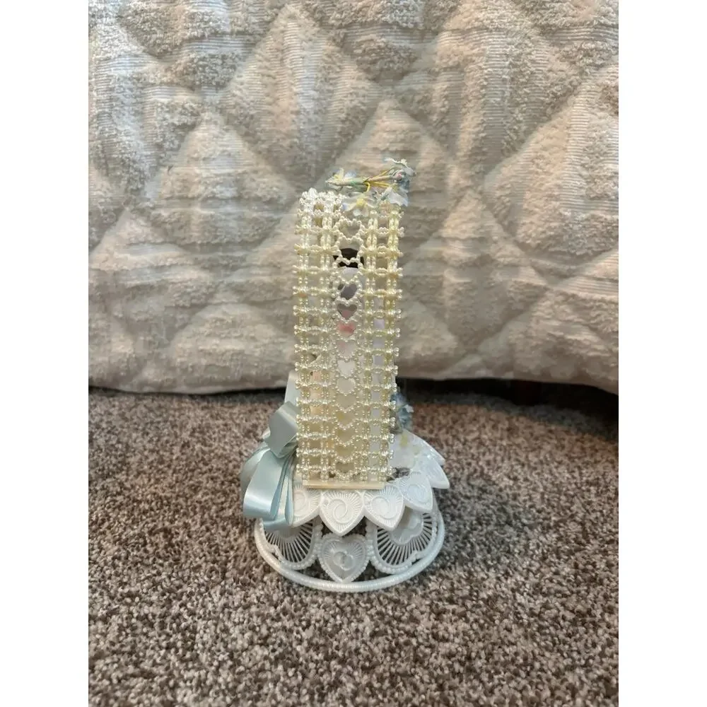 Vintage Bride & Groom Wedding Cake Topper Figurine Lace Arch Plastic